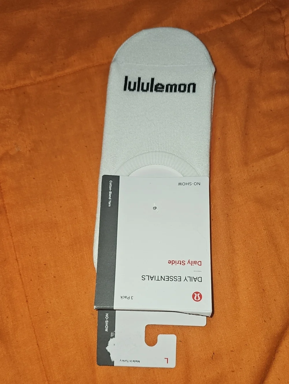Lululemon Daily Essentials Daily Stride No Show Socks!! Sz Large, White & Black!